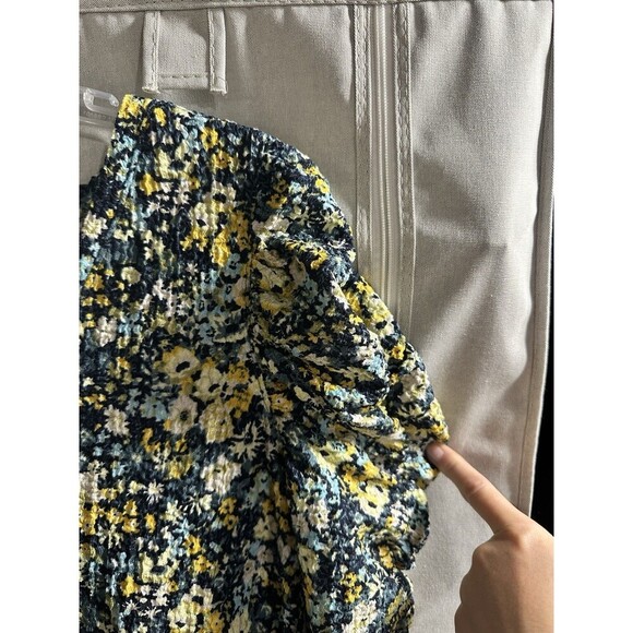 Loft Blouse Women's Medium Smocked Colorful Floral Artsy Long Sleeve Shirt‎ Top - Picture 4 of 7